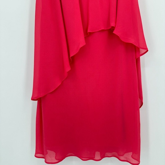 Lauren Ralph Lauren Shift Dress Womens 6 Pink Ruffle Sleeveless Chiffon Flowy - Picture 4 of 8
